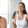Portable Water Dental Flosser Cordless Rechargeable Dental Oral Irrigator IPX7 Waterproof Teeth Cleaner with 5 Modes 5 Nozzles 10.14oz Detachable Wate
